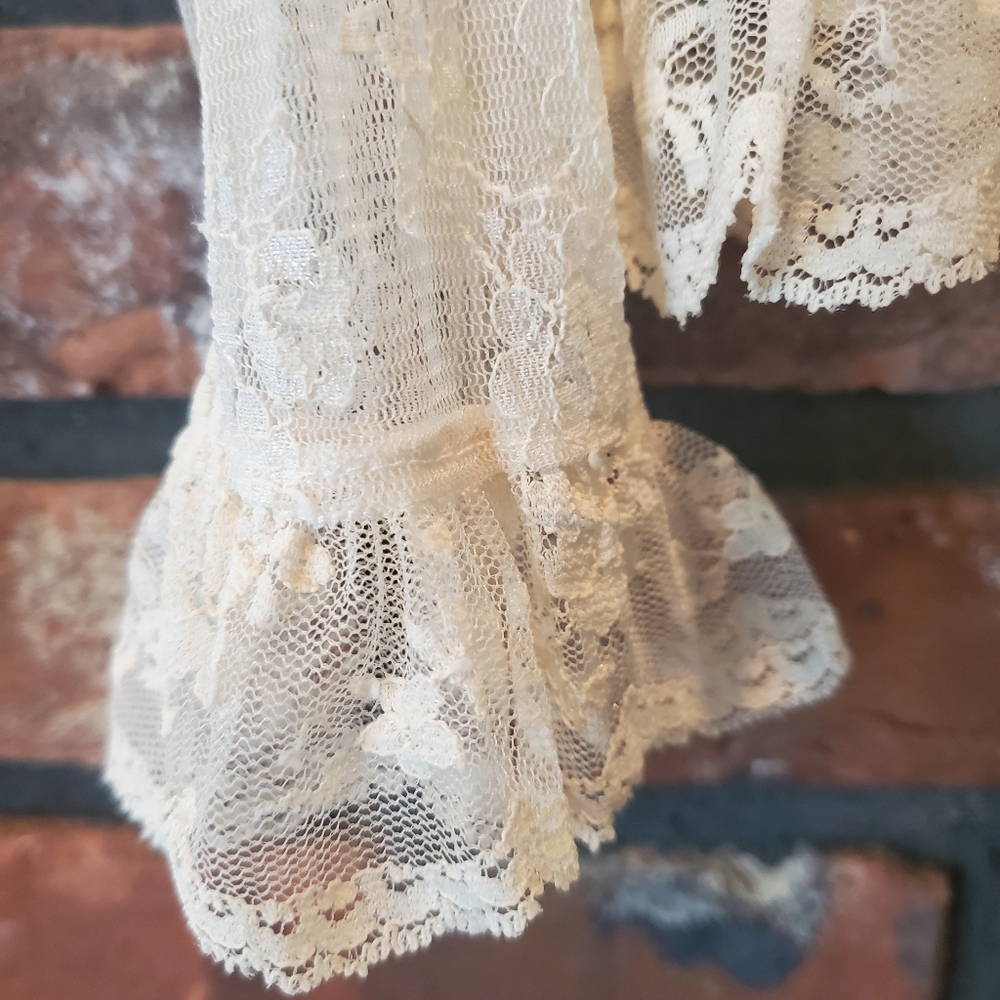 Sheer Lace Ruffle Open-Front Cardigan - Cream - Picture 3 of 7
